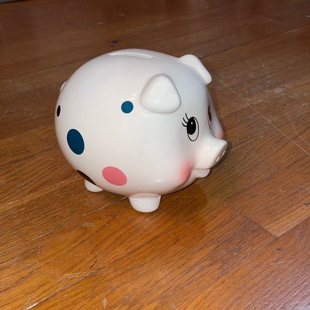 Polka dot girly piggy bank
